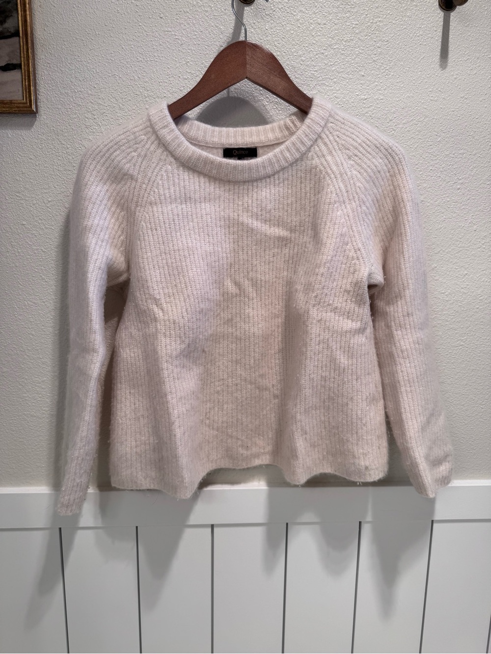 Quince Light Blush Ribbed Crewneck Sweater